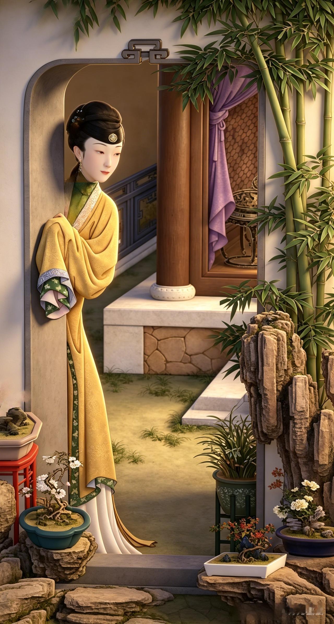 雍正十二美人图5（AI复原图）