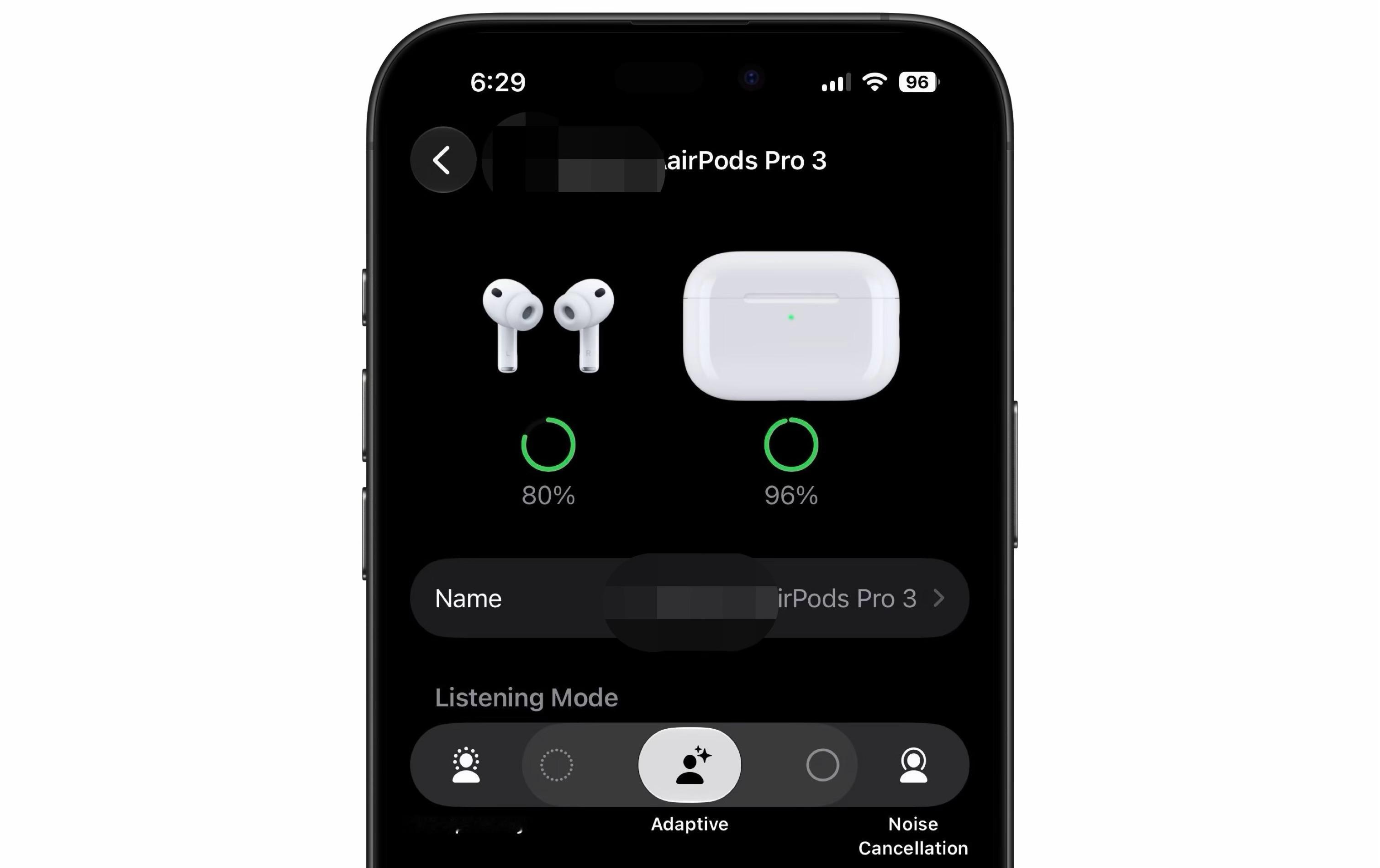 iOS27 beta3 在 AirPods 聆听模式那新增了自适应选择的滑块现在