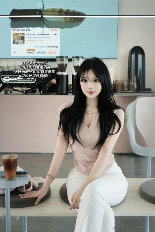韩系穿搭✨素调温柔穿搭 皮粉色u领上衣👗