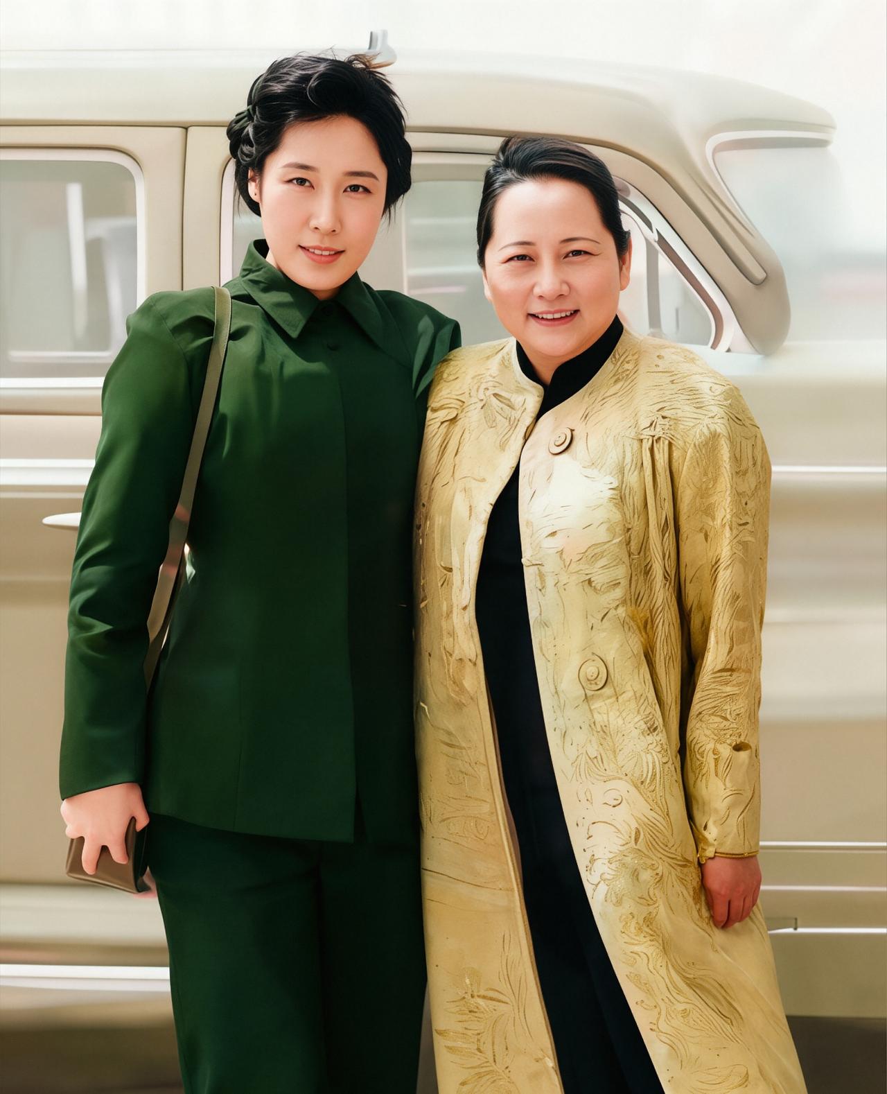 1958年，宋庆龄和王光美的合影，两人容光焕发，气质不凡。