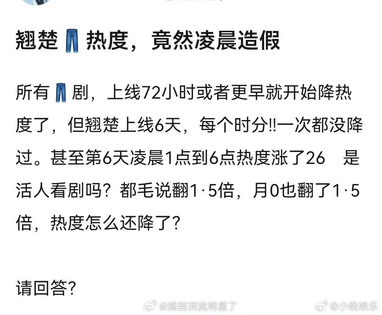 翘楚热度疑似造假翘楚热度被网友质疑造假翘楚热度疑似造假 第一次见这样的保送剧哈哈