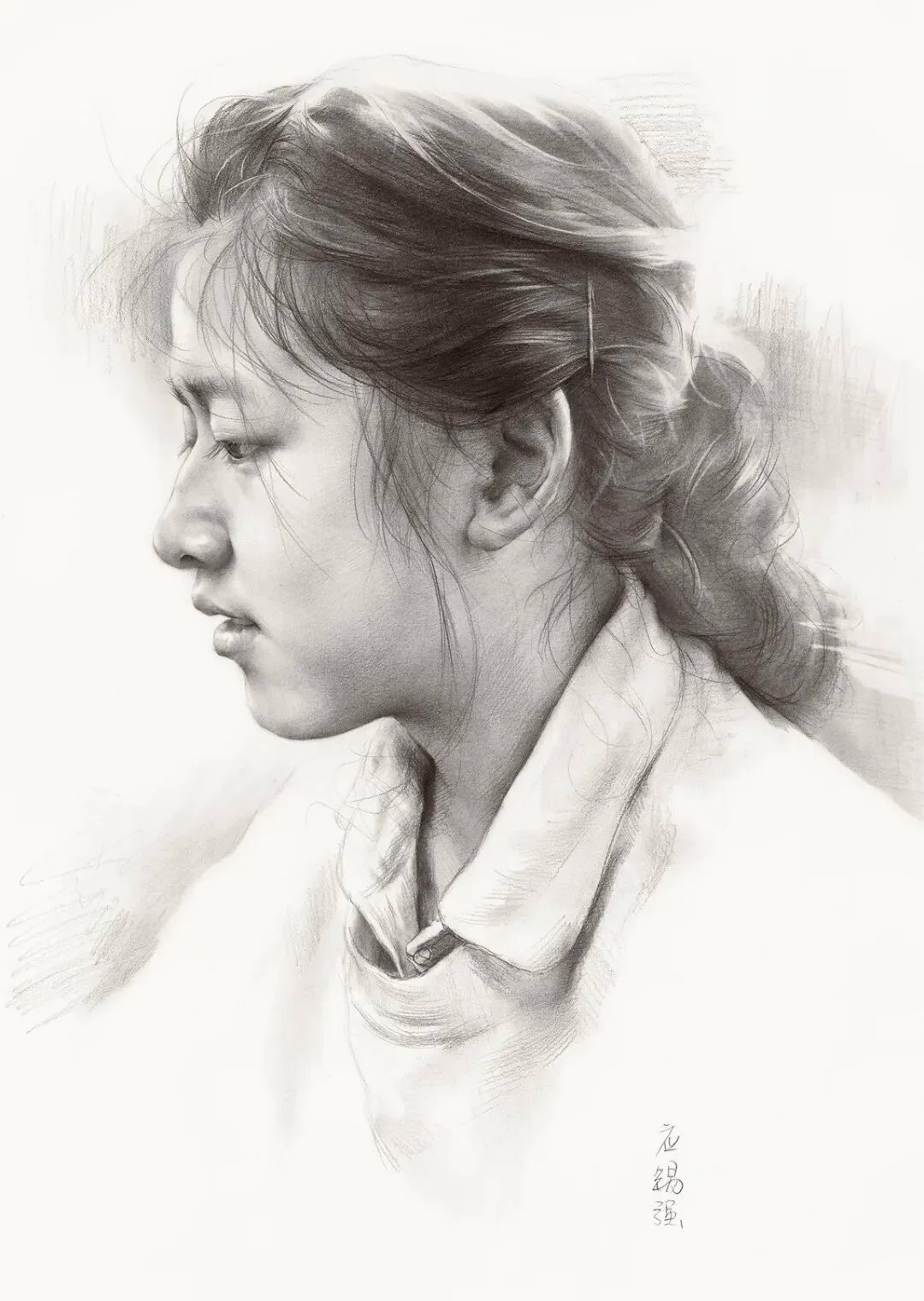 应锡强青年素描头像作品 