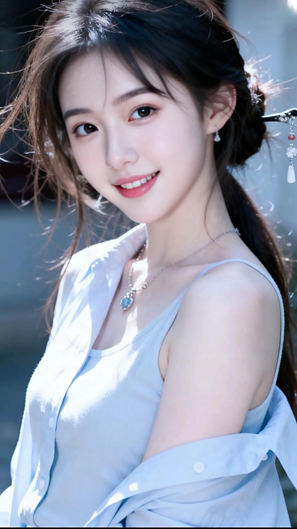 温柔甜美的少女，阳光下的微笑，清新自然，美得令人心动！🌞💖