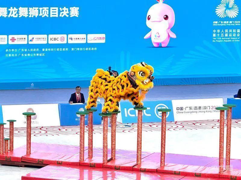 舞龙舞狮出现在全国运动会比赛现场。第十五届全国运动会上新项目：舞龙舞狮项目。这个