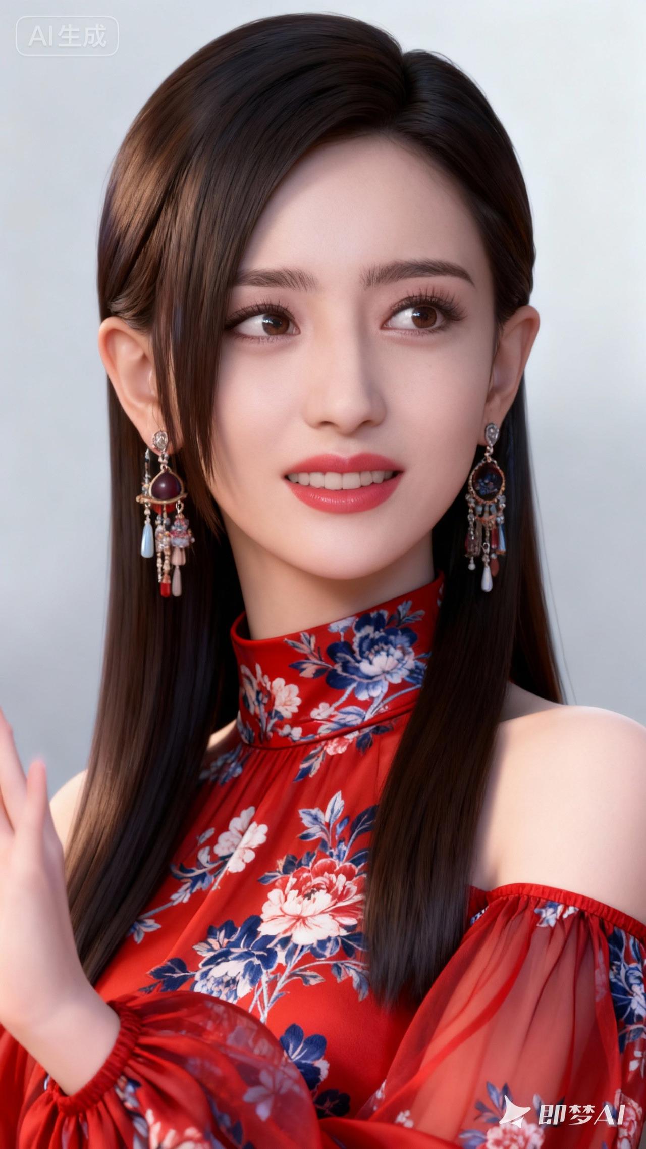 惊艳的美人，红衣花枝招展，美不胜收！🌸💃