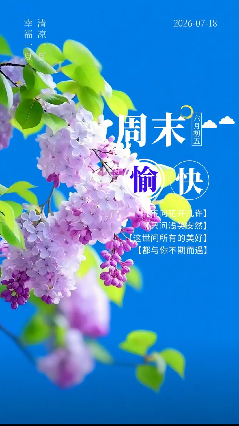 夏晨问安，晓日柔光落满心田，愿你轻扬笑意奔赴新天。
2026./07.18.
[
