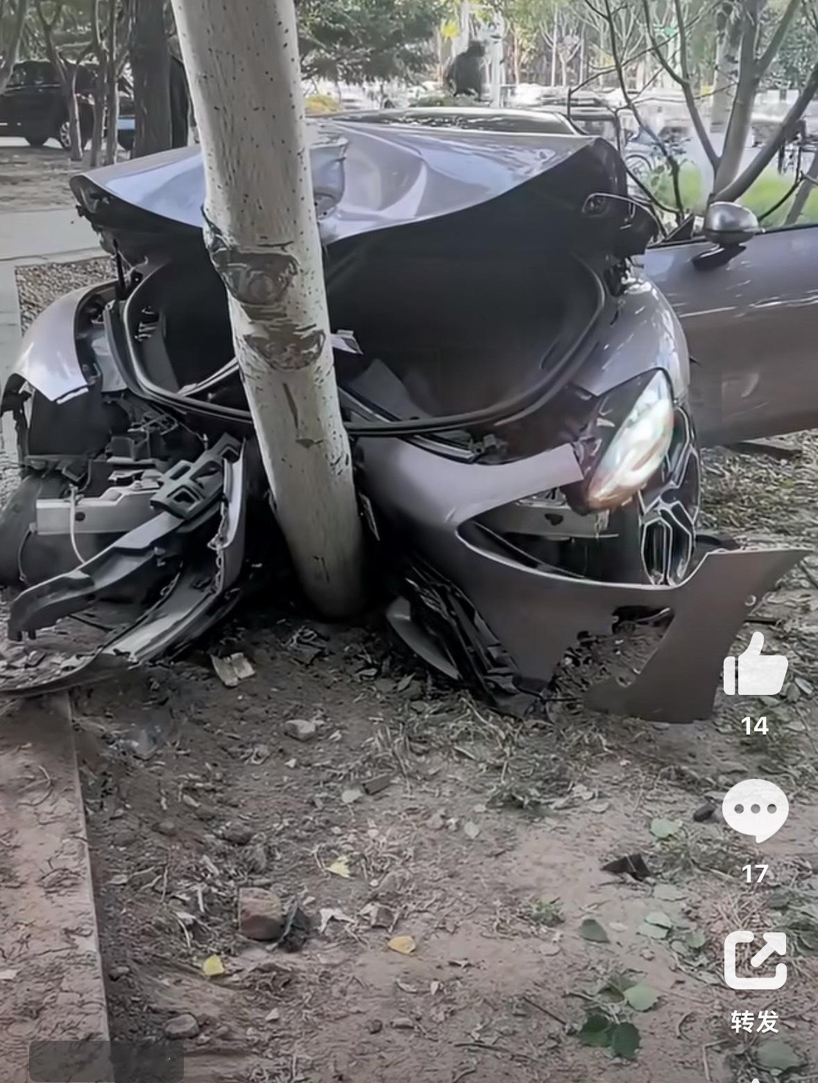 小米高速撞树！没有起火！abc 柱完好无损！ ​​​