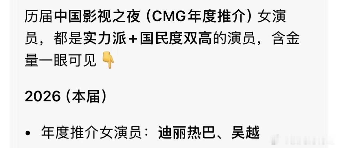恭喜利剑玫瑰 恭喜迪丽热巴荣获CMG年度推荐电视剧女演员