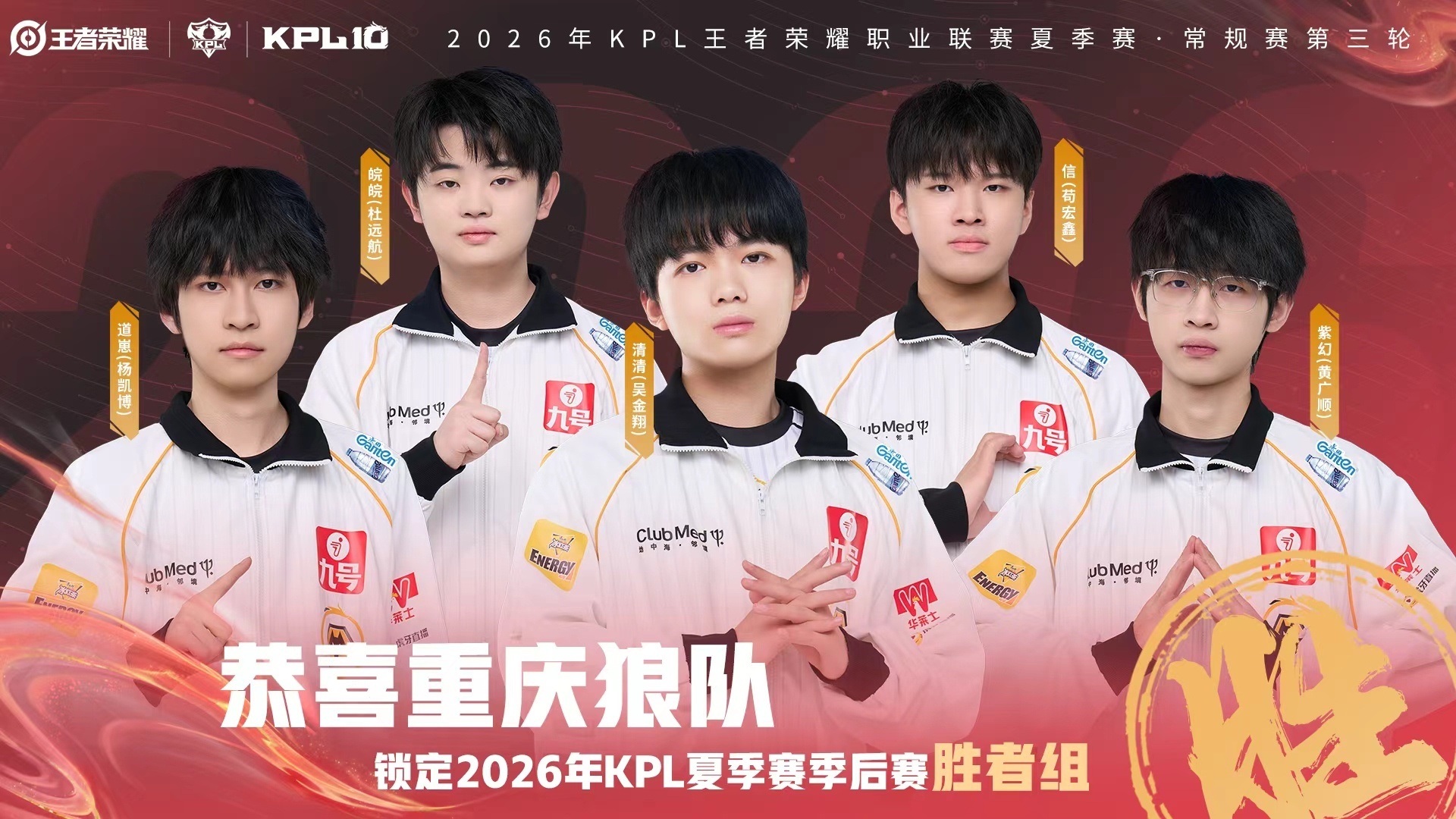 狼队连续11次进胜者组 恭喜重庆锁定2026KPL夏季赛 季后赛胜者组。 