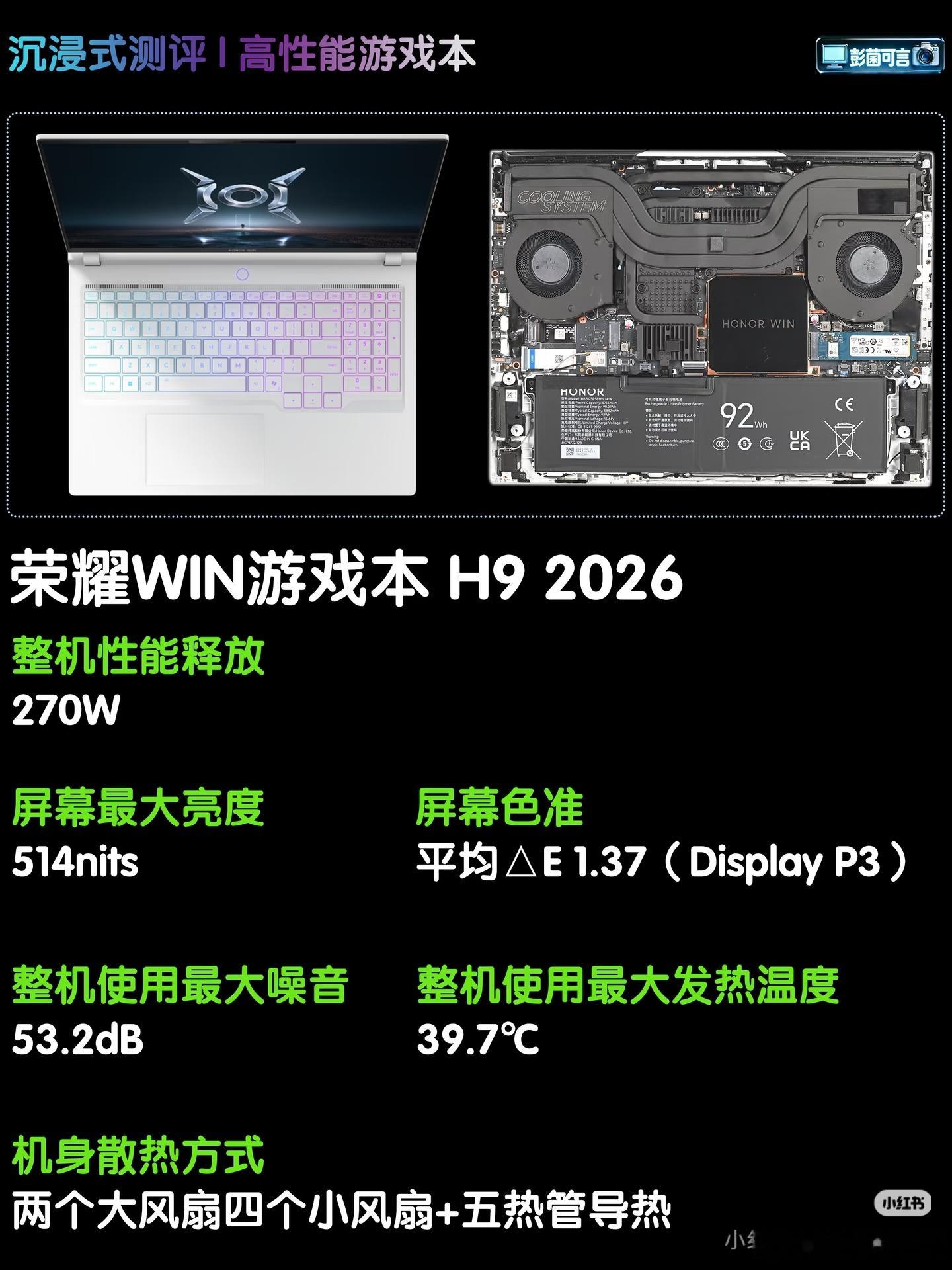 荣耀WIN游戏本 H9 2026｜6个散热风扇？ 