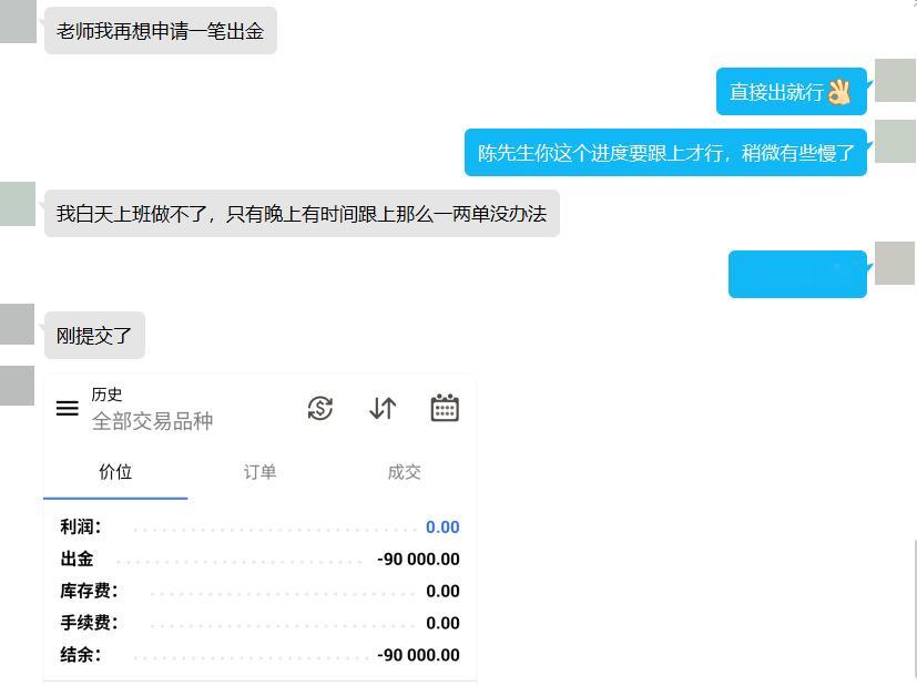 恭喜实盘学员陈先生第三次顺利申请出金9W实盘里兄弟们的进度确实有快有慢，这一点我