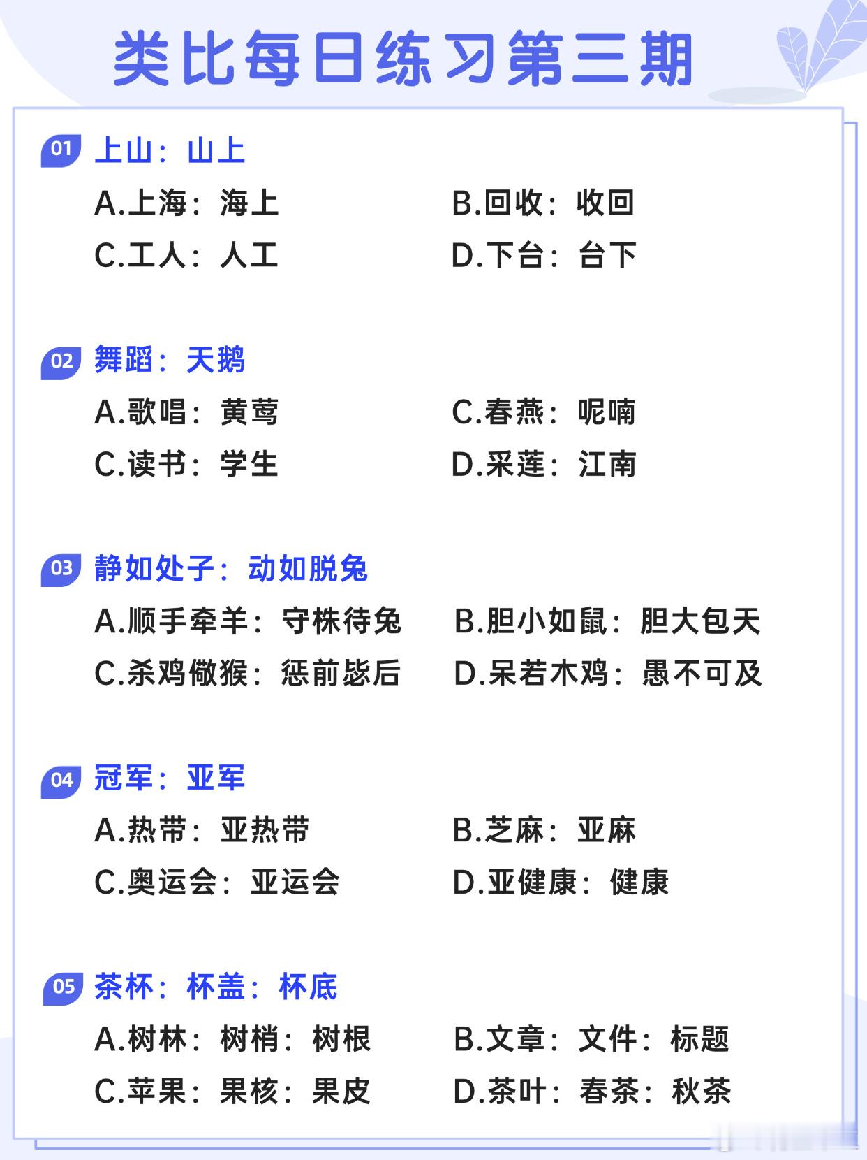 图推类比每日练习第三期图推难度：☆☆类比难度：☆☆事业单位事业单位联考决战公考开