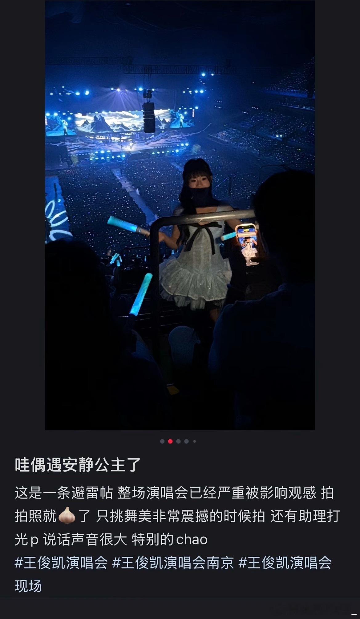安静公主现身王俊凯演唱会，网友发文避雷，打光拍照，说话声音大，很吵安静公主现身王