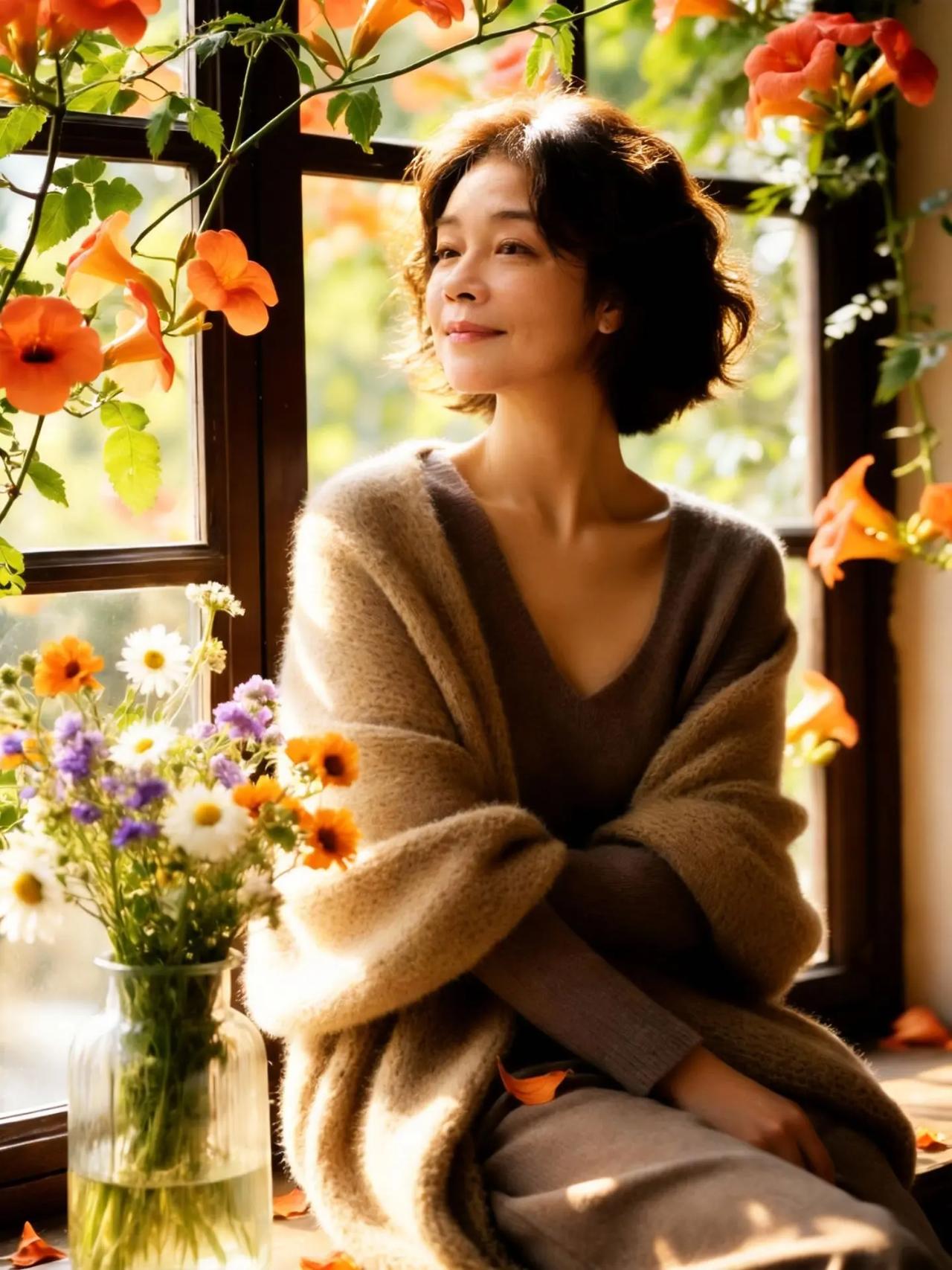 今日分享。AI日系窗畔写真   分享摄影生活