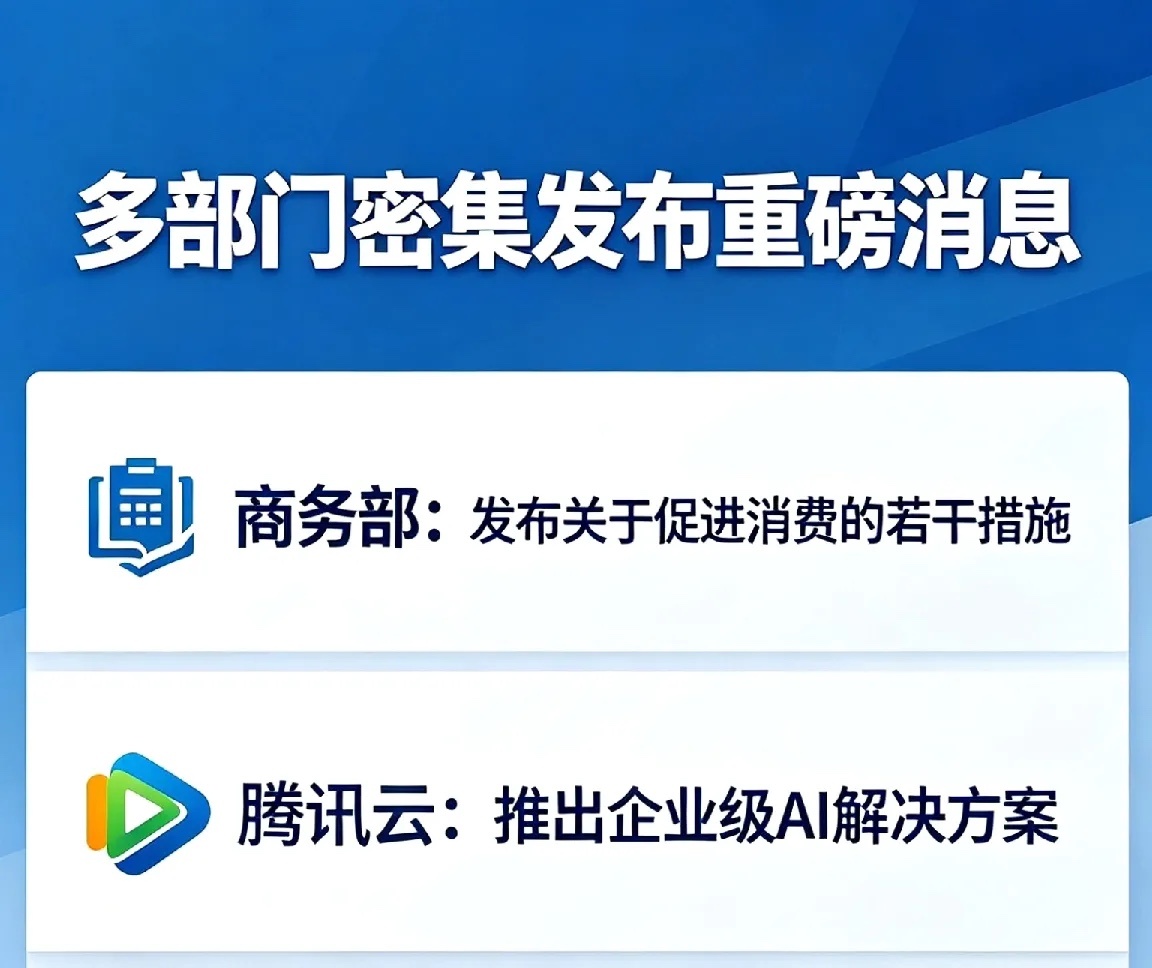 盘后商务部、腾讯云、央行、证监会、财政部密集发布重磅消息：AI算力+金融开放+基