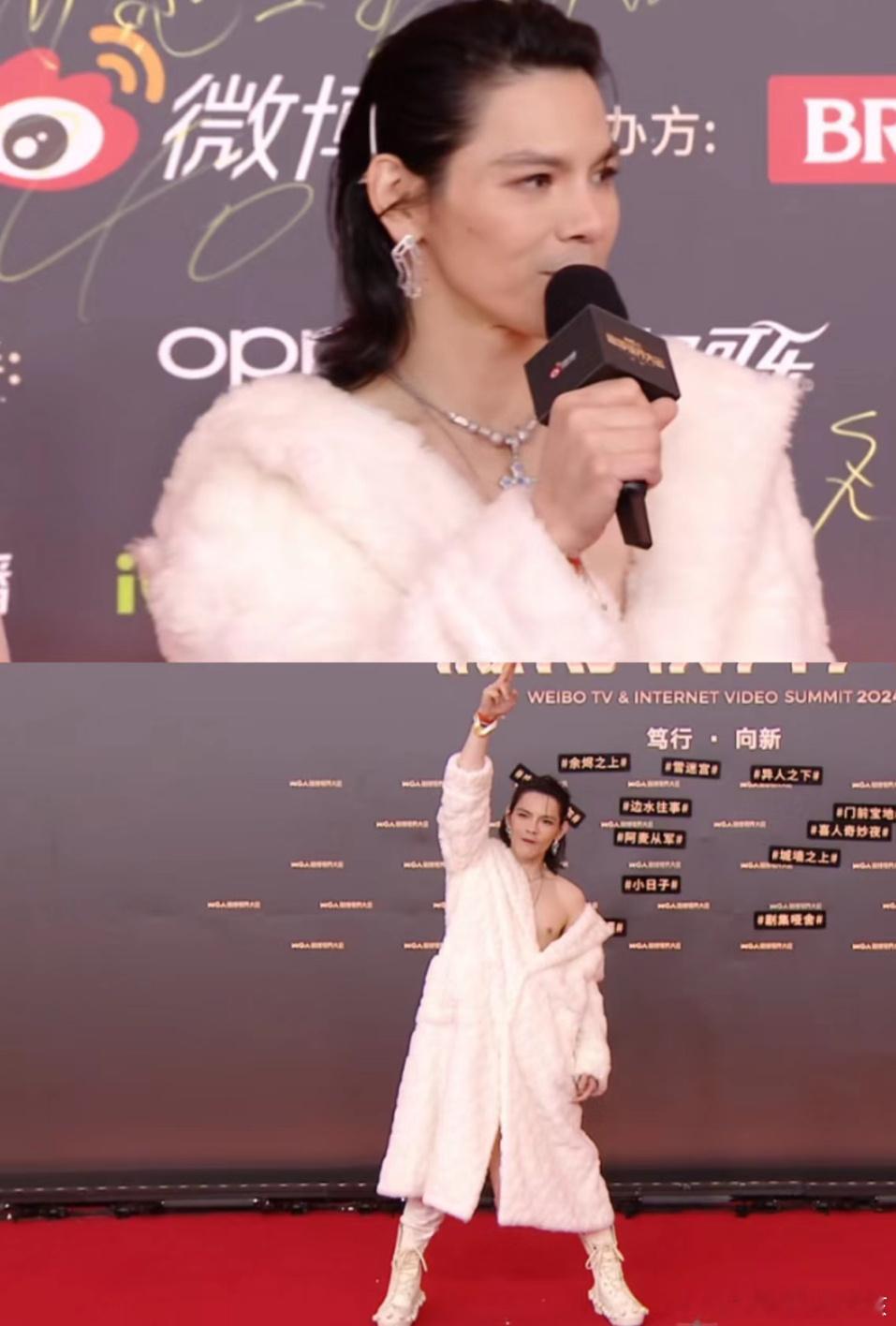 向佐女装走红毯，离开你谁还敢玩这么开…谁懂今天红毯，向佐直接穿向太的衣服入场脸上