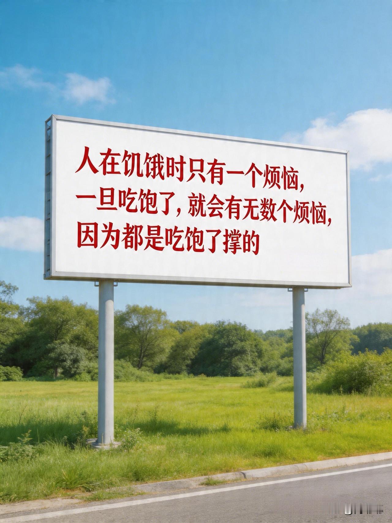 人在饥饿时只有一个烦恼，一旦吃饱了，就会有无数个烦恼，因为都是吃饱了撑的。[祈祷