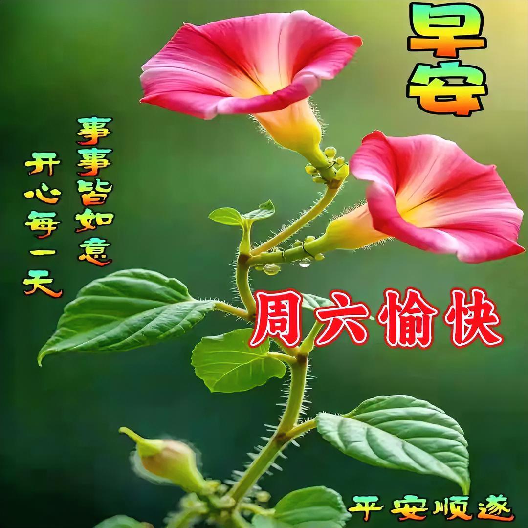 周六早安！红色牵牛花悄然绽放，愿事事皆如意，开心每一天，平安顺遂每一天。
今日打