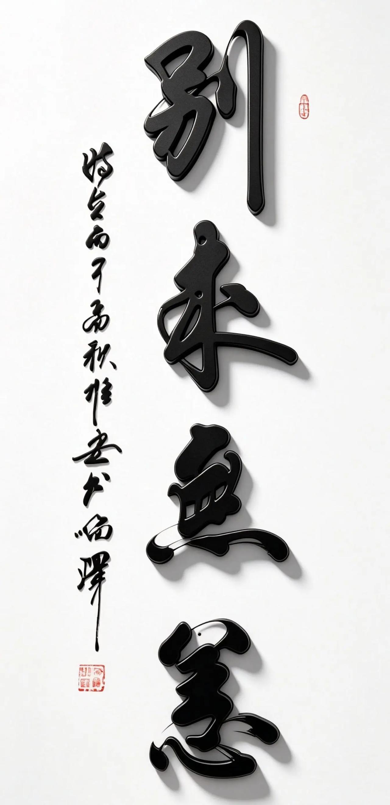 维安原创书法作品展示。AI3d跃屏字效