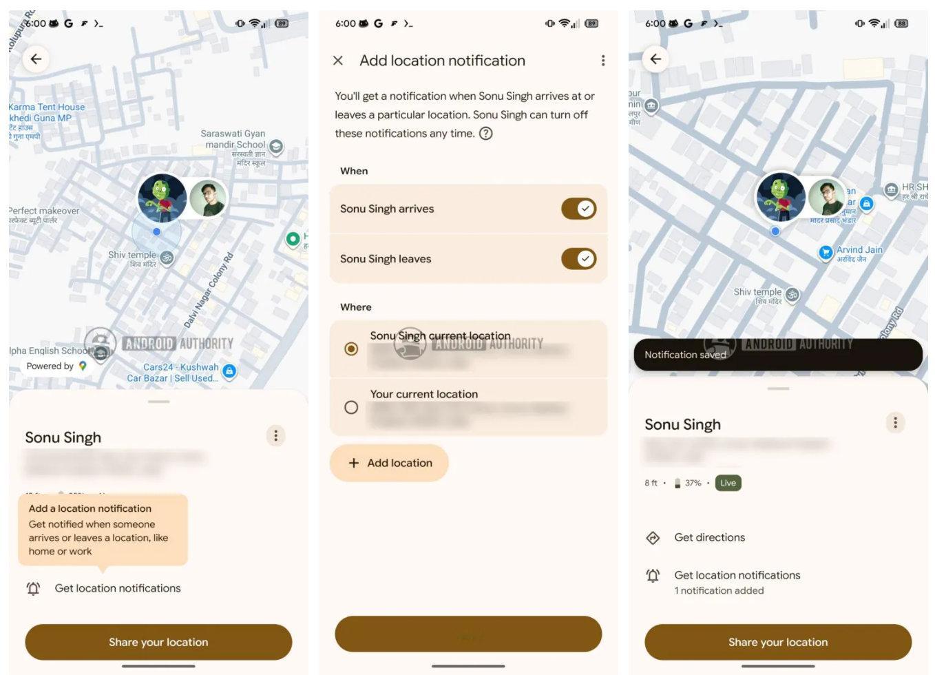 【谷歌安卓版 Find Hub 新增位置通知，共享位置联系人可触发到达或离开通知