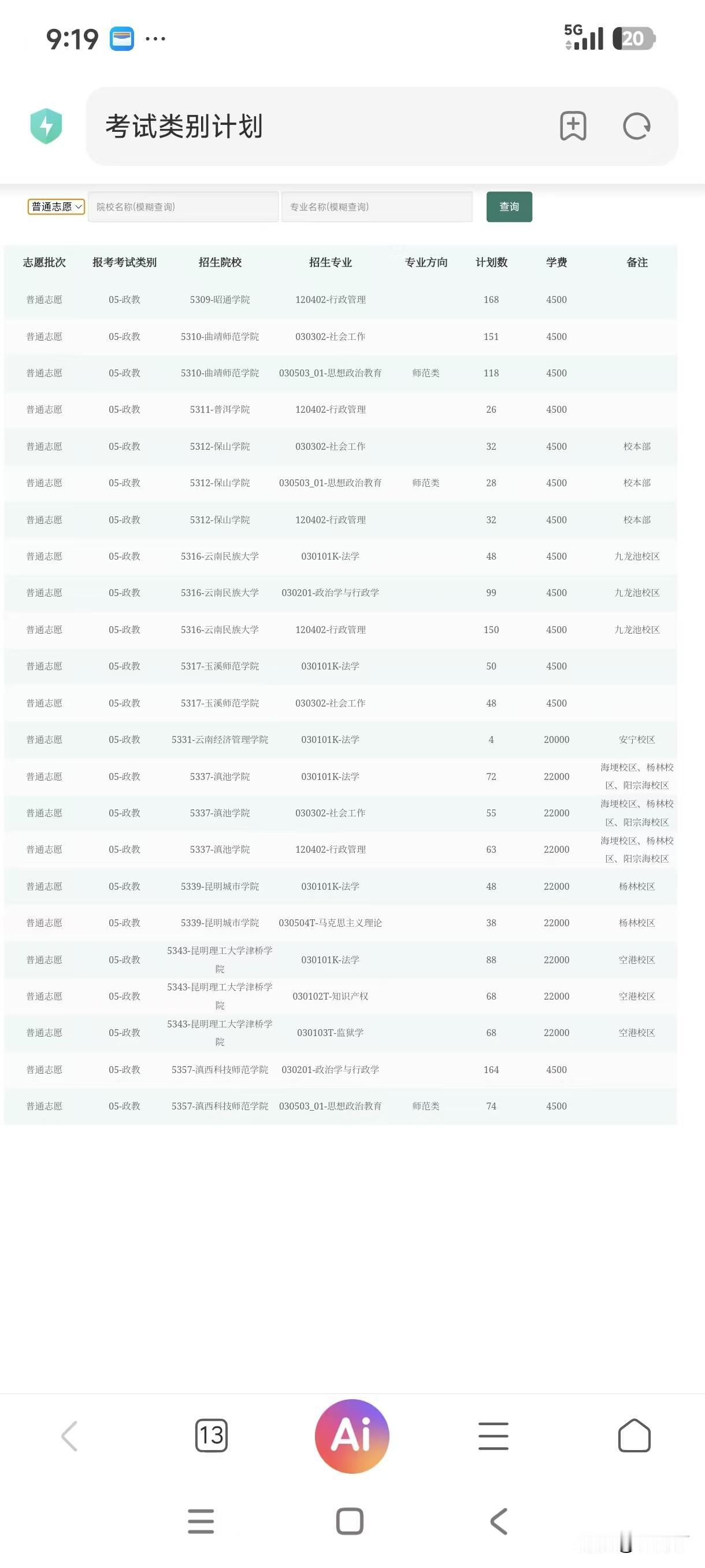 云南专升本政教类最新招生数据+ 20个模拟志愿案例二
       最新数据：政