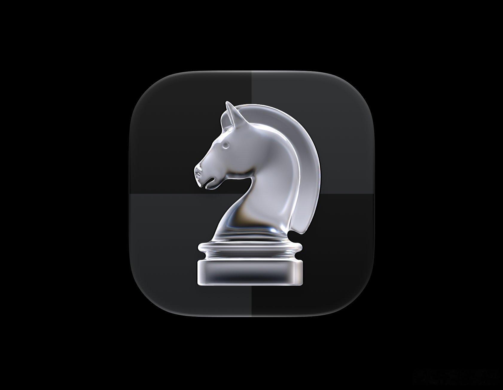 macOS 27 Beta 5中国际象棋应用的新图标，最液态玻璃设计的图标