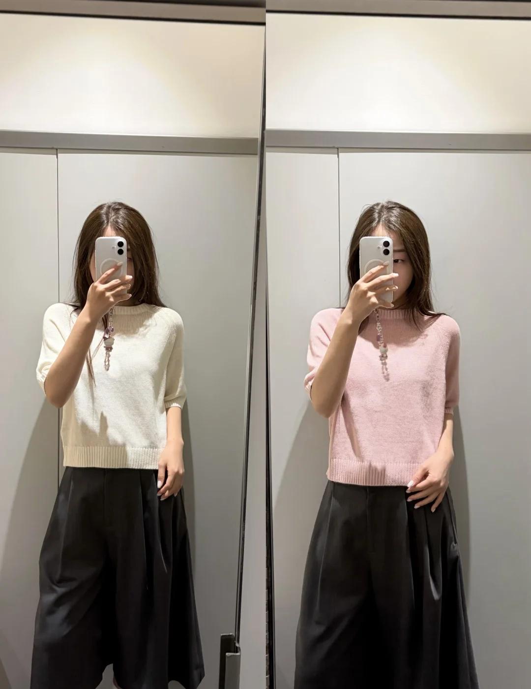 COS｜亚麻短袖
亚麻白色/粉色短袖搭配灰色西装裤，舒适度拉满
COS试衣间 C