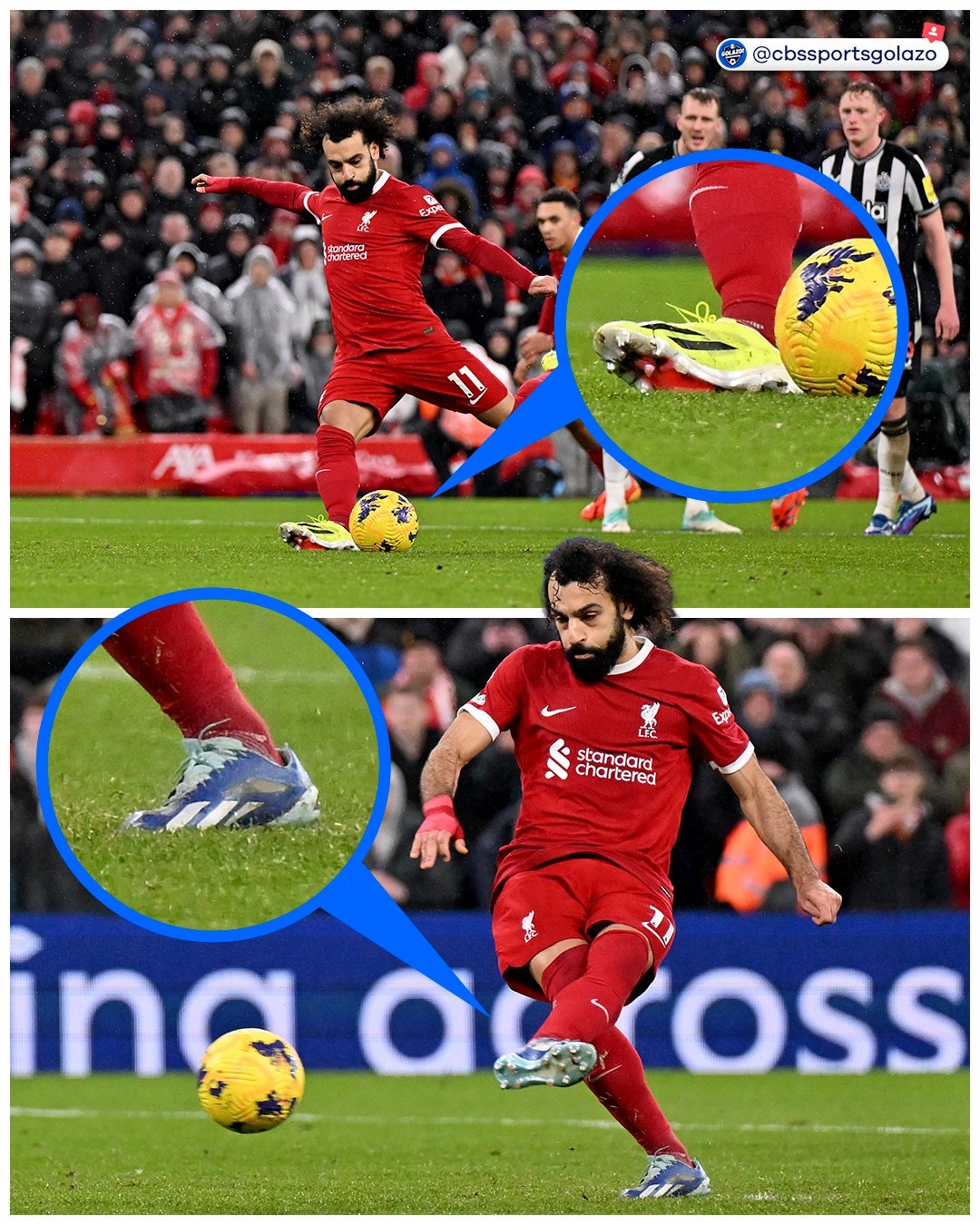 上半场萨拉赫罚丢点球，换鞋后终于打进第二个点球。 ​​​