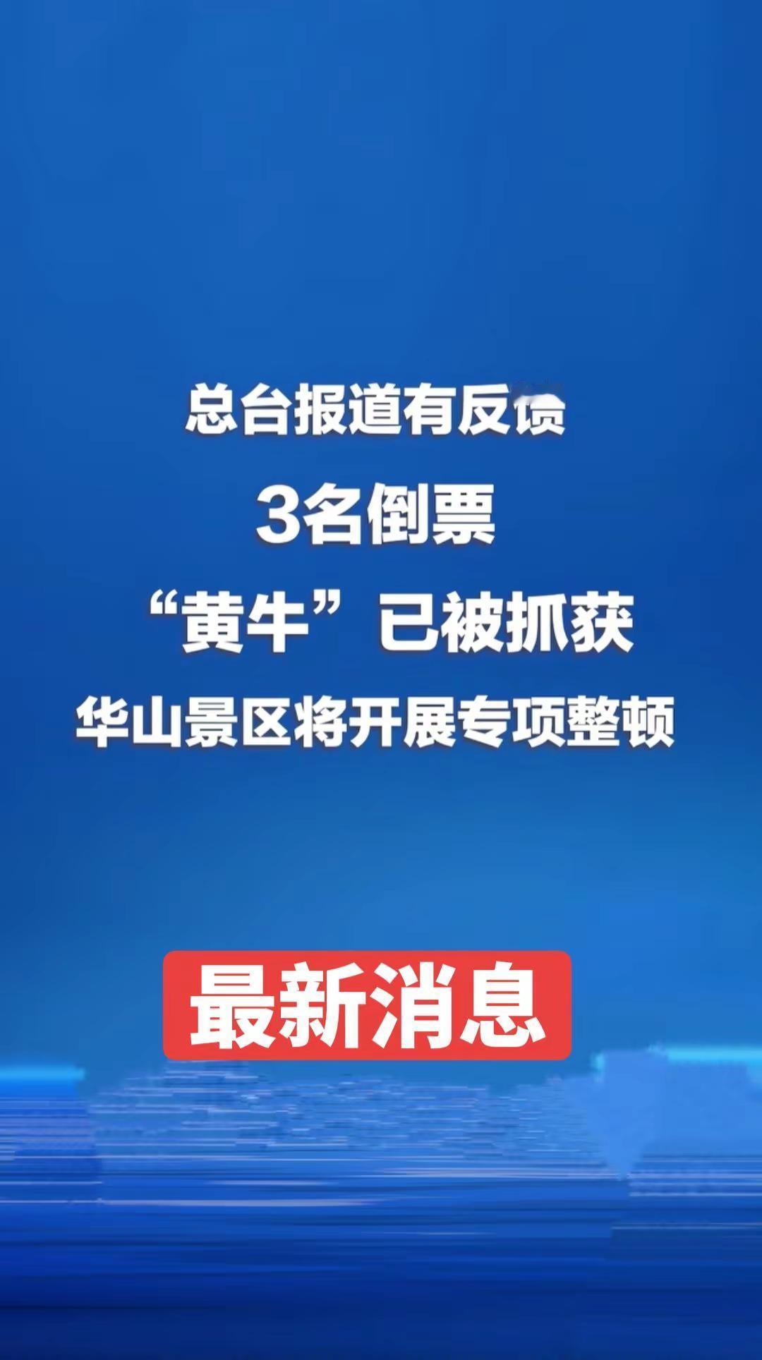 总台报道有反馈|3名倒票“黄牛”已被抓获 华山景区将开展专项整顿