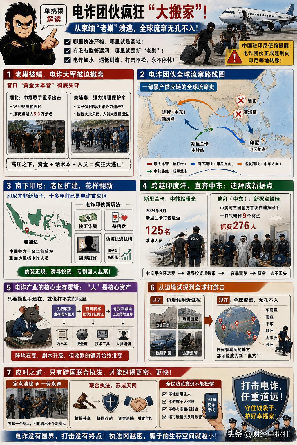 最近电诈团伙正在疯狂“大搬家”。
中国驻印尼使馆刚发了提醒，越来越多原本盘踞在柬