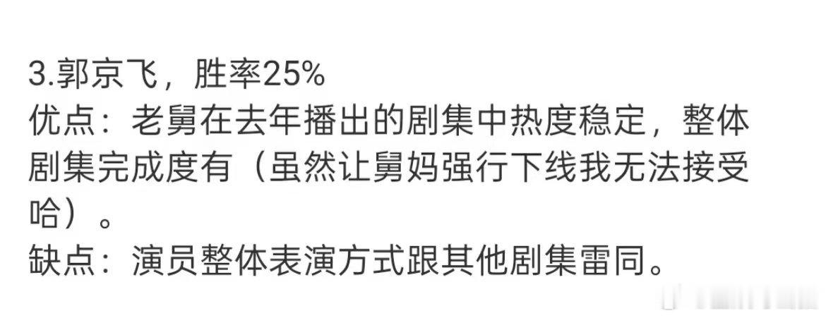 网友预测白玉兰视帝胜率网友预测白玉兰最佳男主 这是网友分析预测的白玉兰视帝胜率，