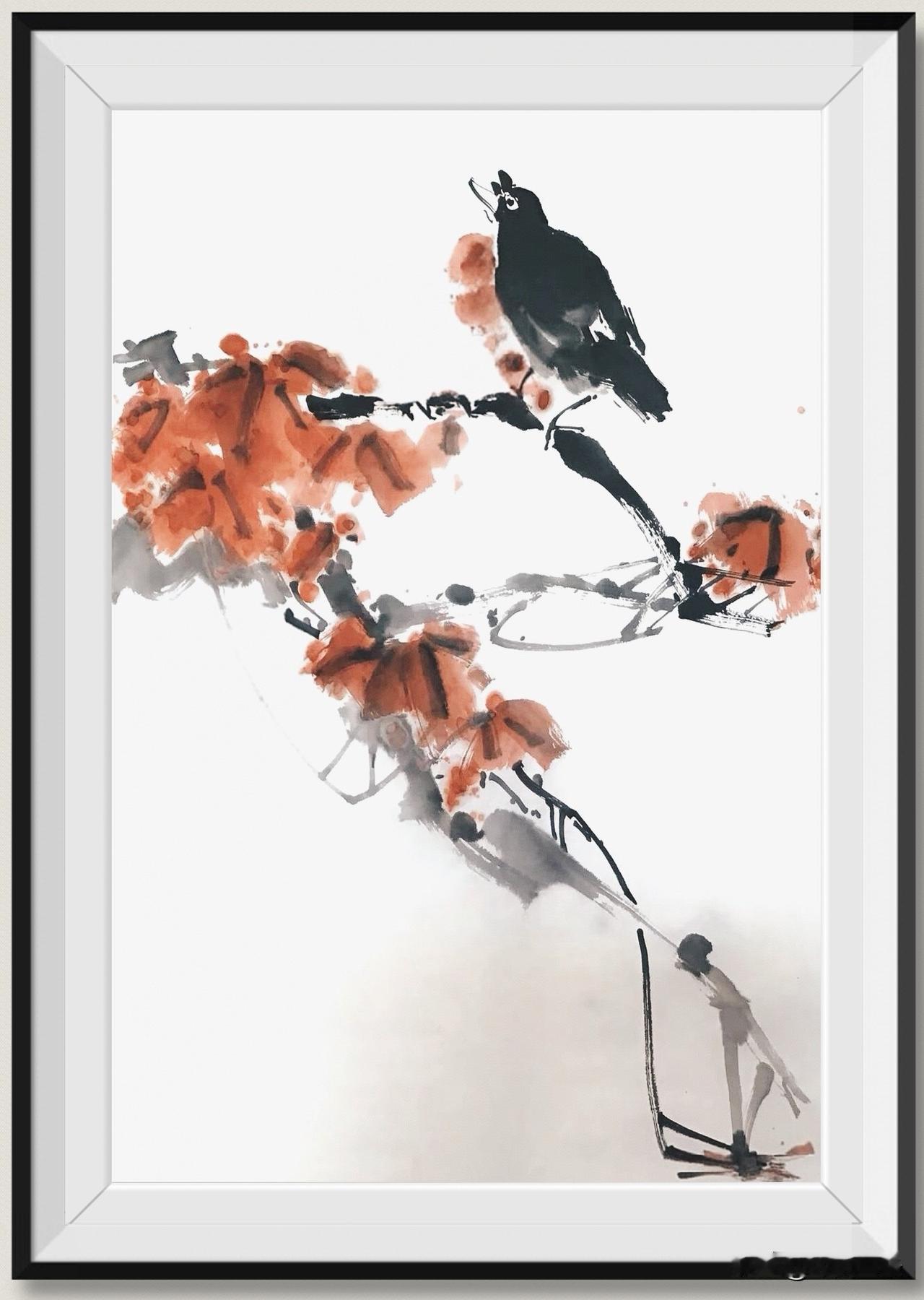 丹叶凝霞舒秀色
细语轻栖远壑幽
[祝福]
淡彩国画 雅淡国画 翠染国画 丹秋书画