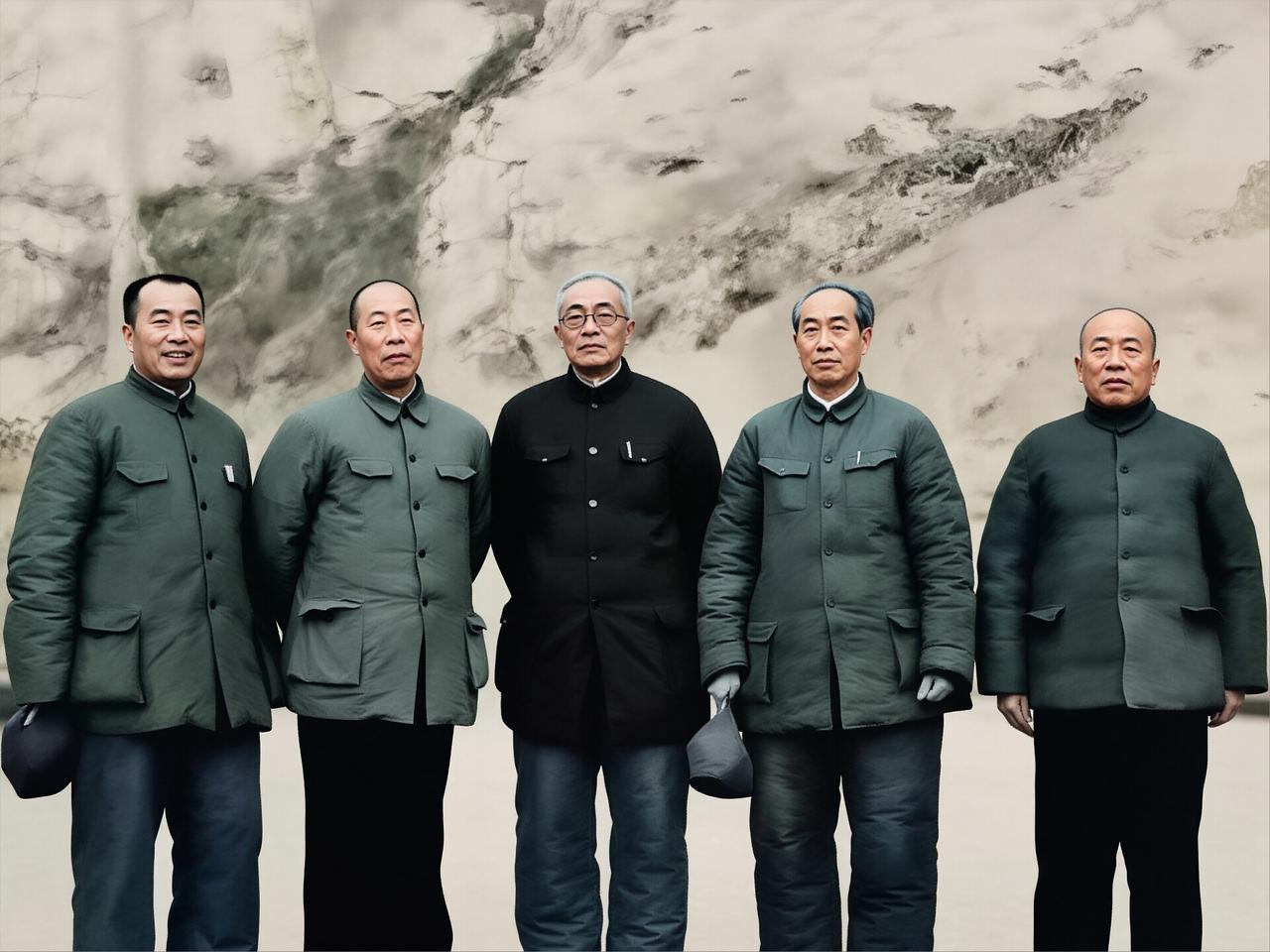 朱德和“延安五老”中的四位(董必武、林伯渠、吴玉章、谢觉哉)合影。

“延安五老