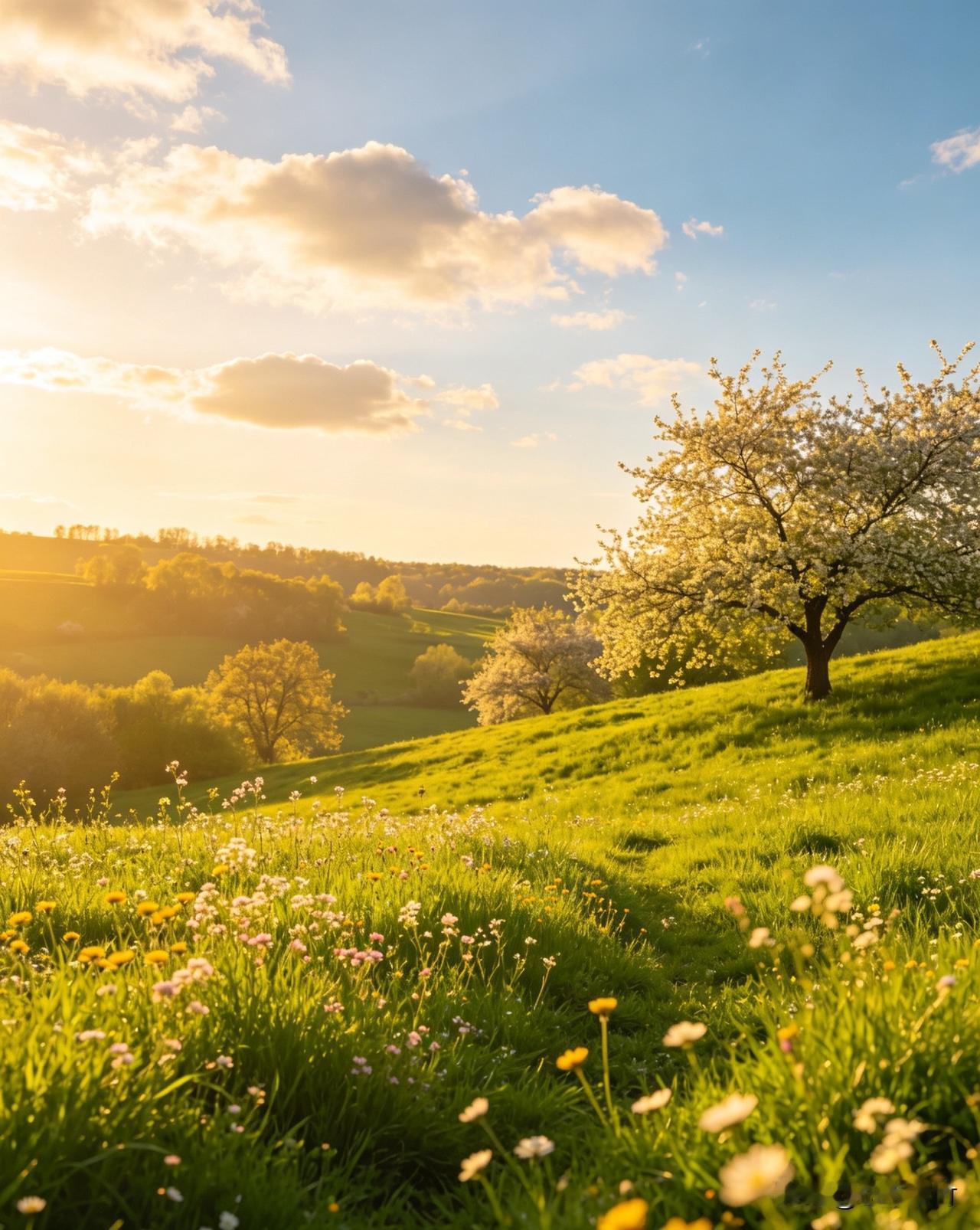 风揉碎了冬日的余寒，温柔撞进人间，春日便悄然而至。

漫步郊外，满目皆是清新绿意