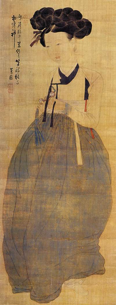 李氏朝鲜 《美人图》申润福(1758年—？)绘 ​​​