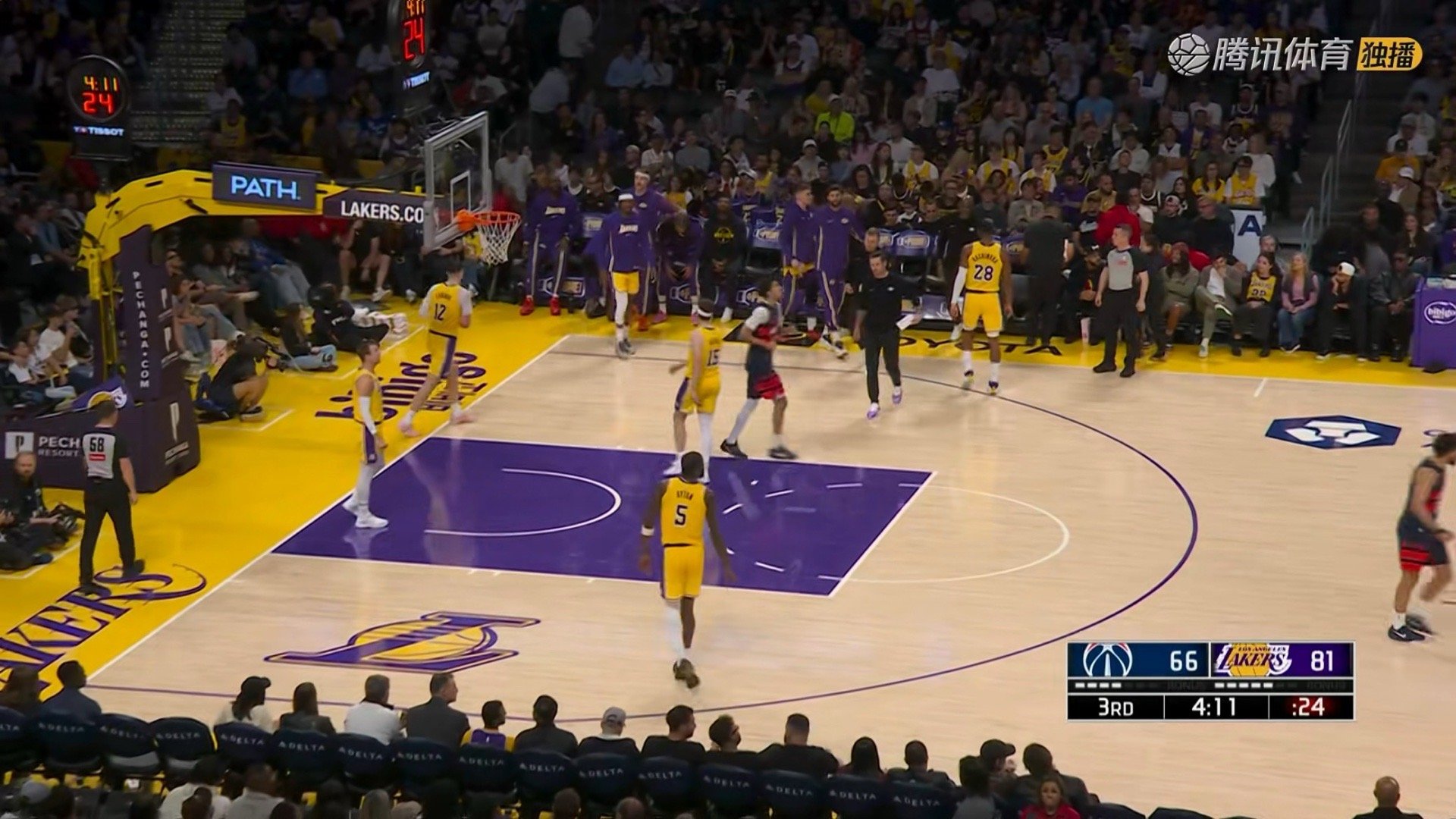 被追到15分，湖人暂停奇才vs湖人