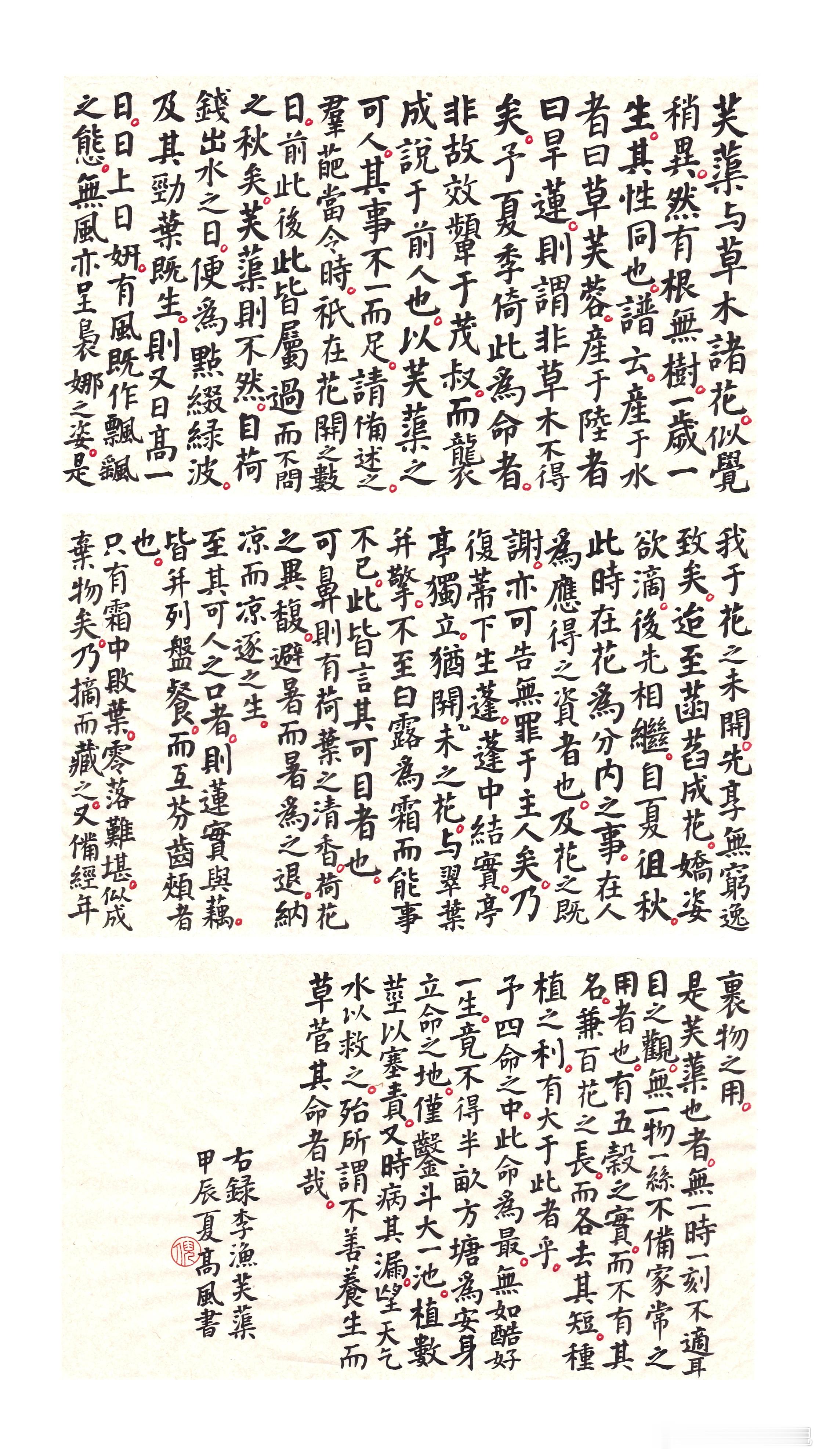 #书法[超话]#李渔  芙蕖芙蕖与草本诸花似觉稍异，然有根无树，一岁一生，其性同
