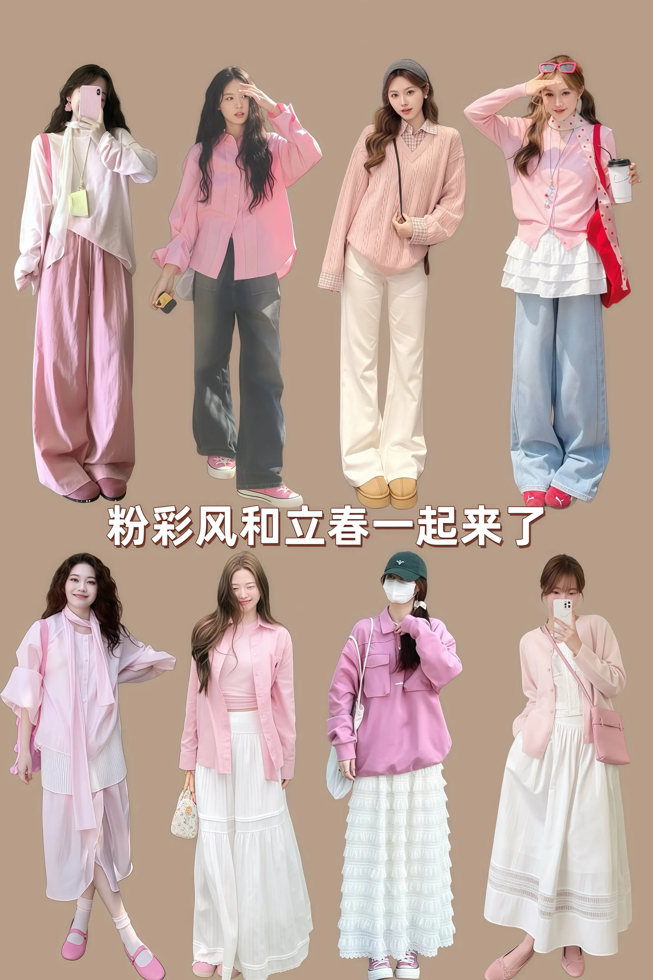 粉彩风和立春一起来了 元气少女穿搭 粉色系 粉彩风百大春装出道了