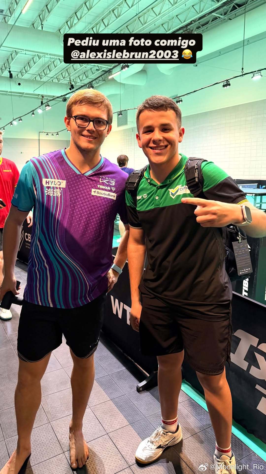 乒乓球博主Theo Cruz与艾利克斯·勒布伦、杜达、佐藤瞳合影📸 