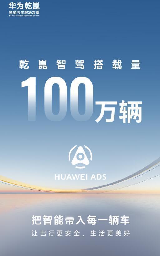 华为乾崑智驾搭载量突破百万
100万辆，这是什么概念？意味着在智驾车型的市场份额