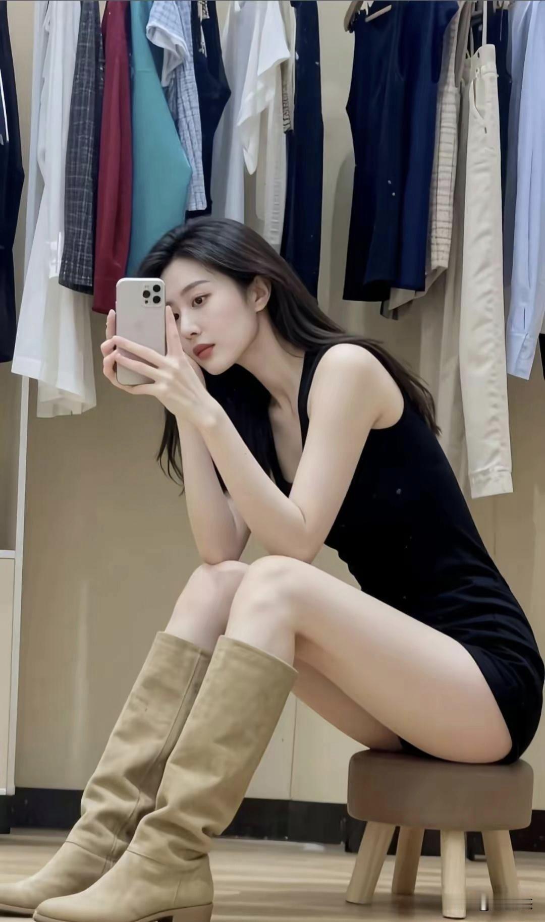 目测这样的身材，身高最起码180cm。