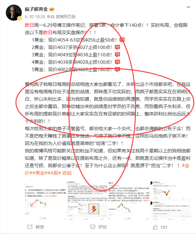 本周6.29-7.3日一周总结：共22单20胜2负，共斩获总利润2940点 周一