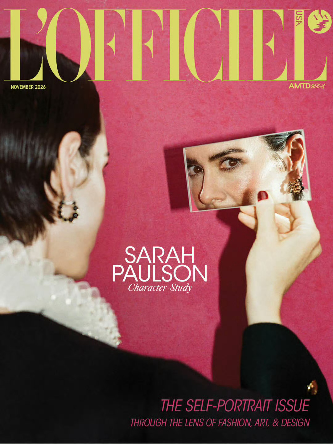 香蕉姐Sarah Paulson新造型登上美意法《L'OFFICIEL》杂志封面