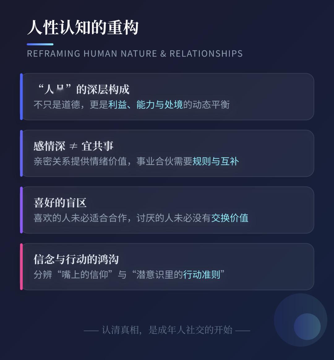 真正重要的识人，不是听一个人如何评价自己，而是观察：他长期奖励什么、惩罚什么、选