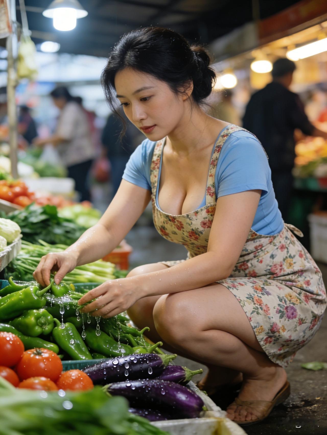 姐姐离婚后，在老巷子里盘下了这个菜摊。
 
清晨天还没亮，她就骑着小电驴去批发市