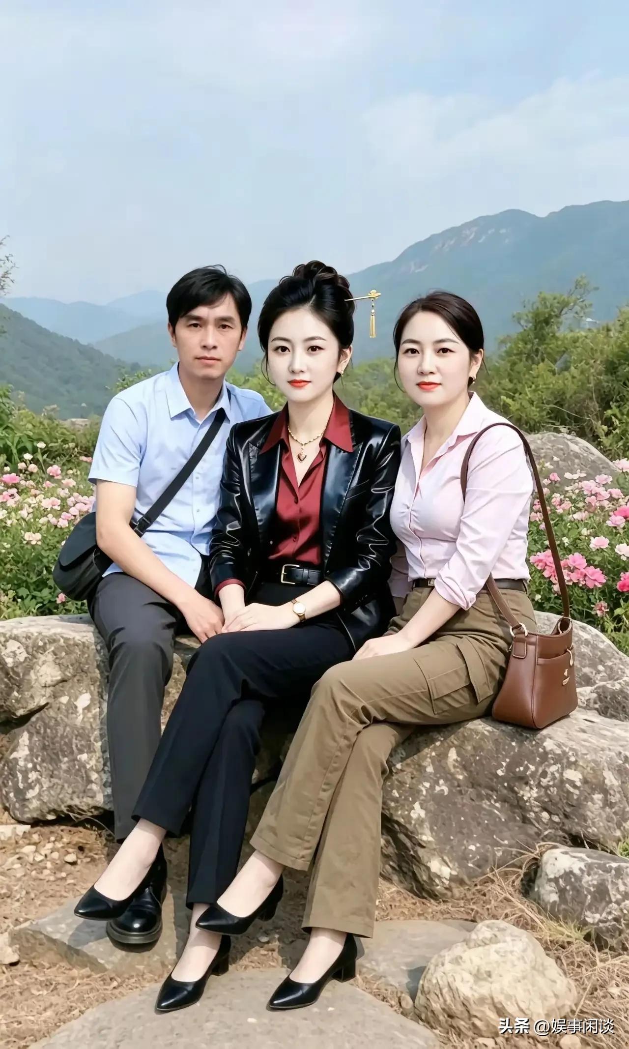 一眼沦陷！三人山前同框抓拍，背景山水风光直接封神！
青山环绕景色开阔，氛围感拉满