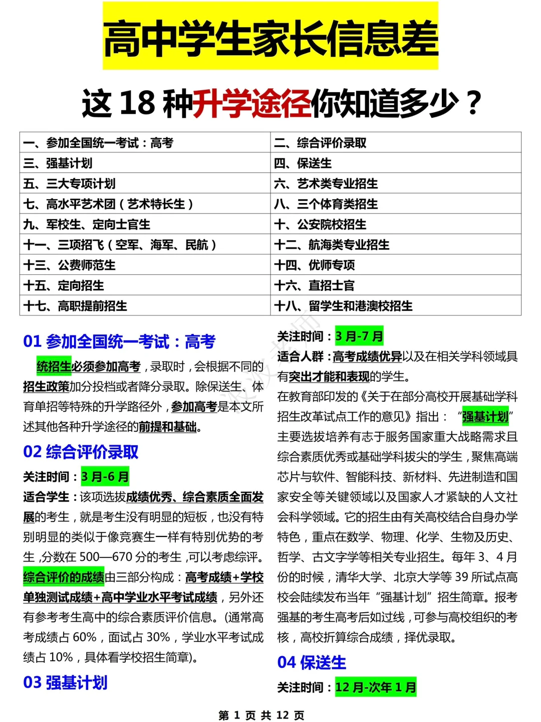 高中学生家长信息差！提前了解 ！早知道早好！