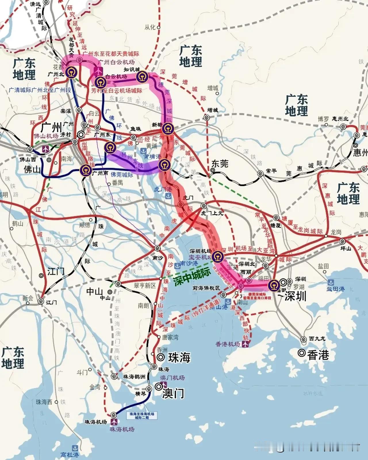 看看这张图，就知道广州未来20年内的发展方向只能是：向东、向老黄埔、向接壤东莞的