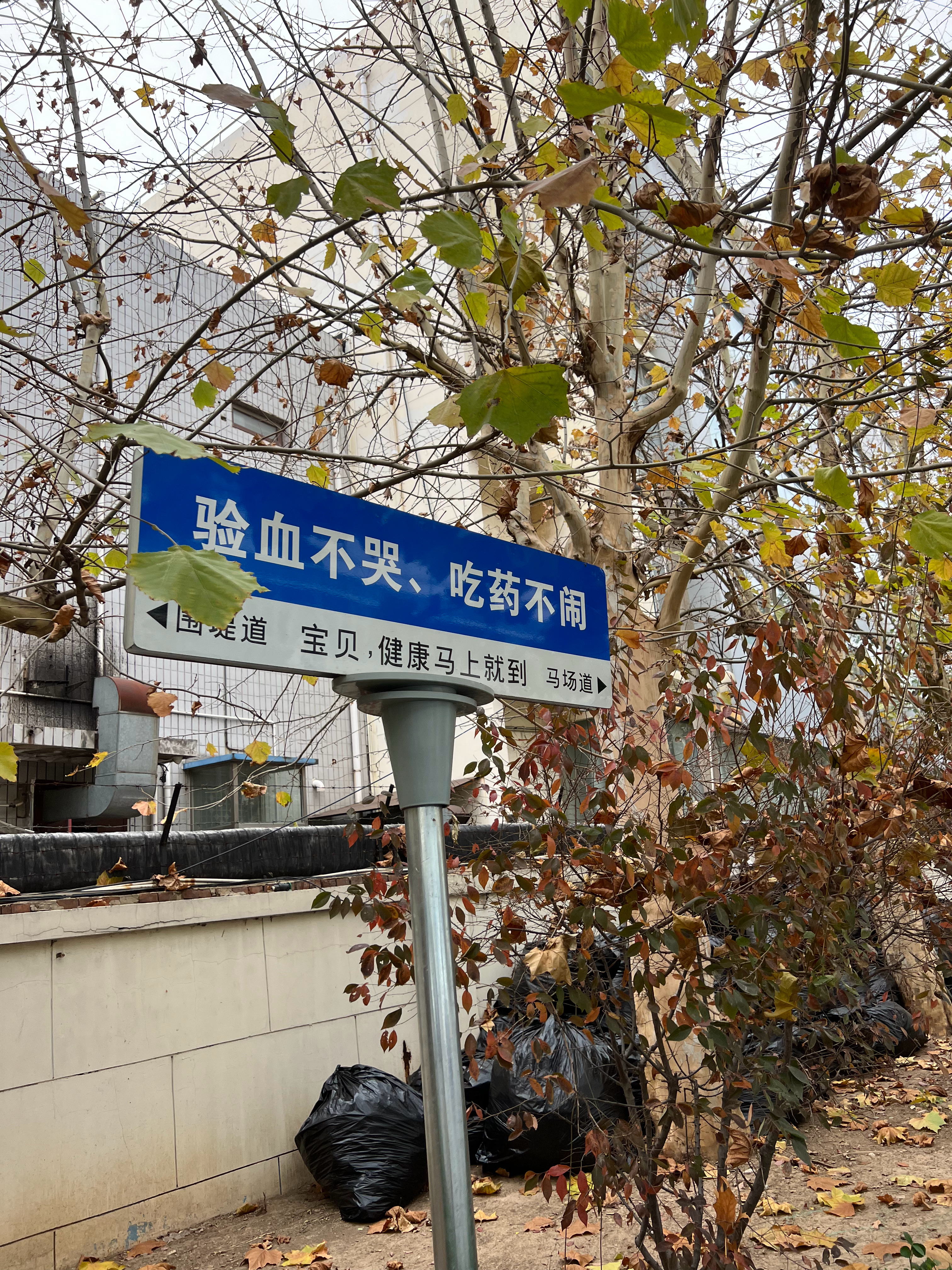 第一次来儿童医院，这指路牌真够有特色的…门口要进来的车队排满了一整条街，感觉排一