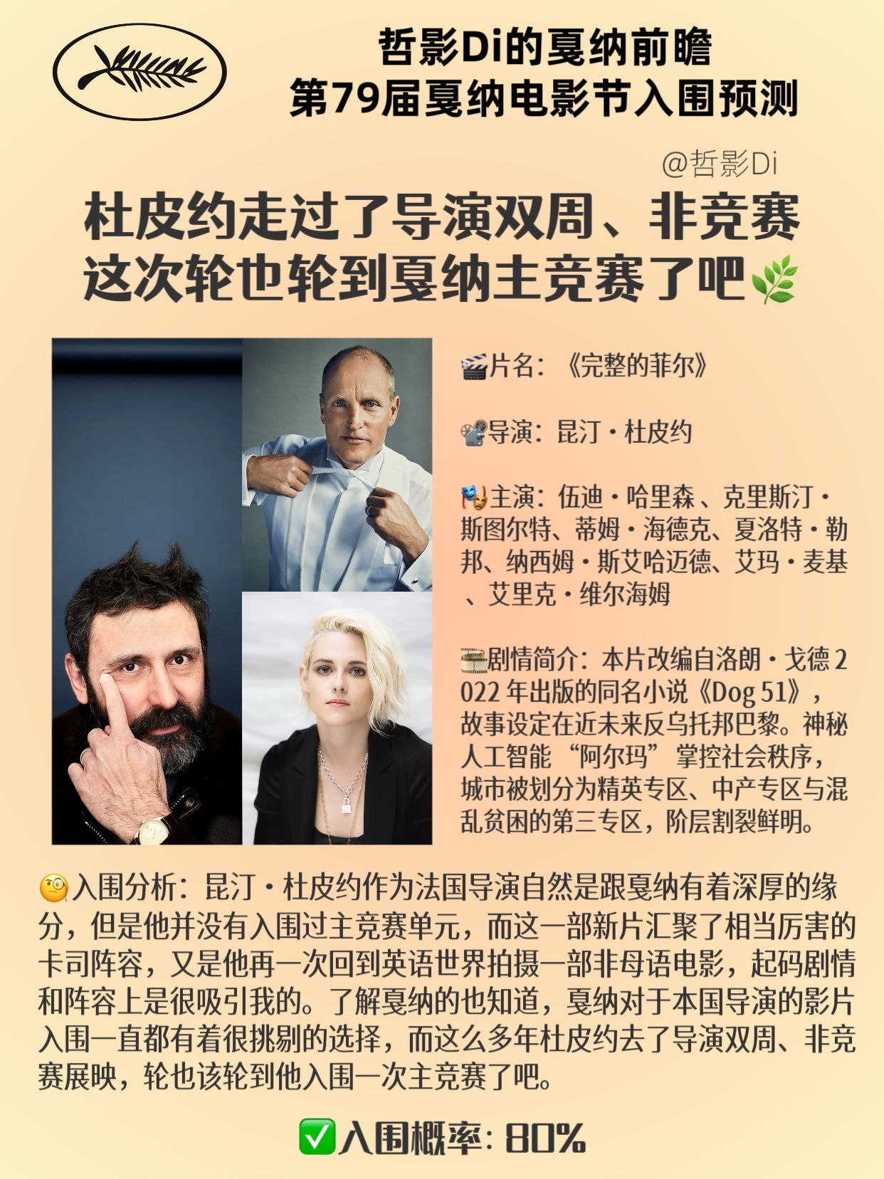 【哲影Di的戛纳电影节前瞻】第79届戛纳电影节入围预测（十九） 🎬片名：《完整